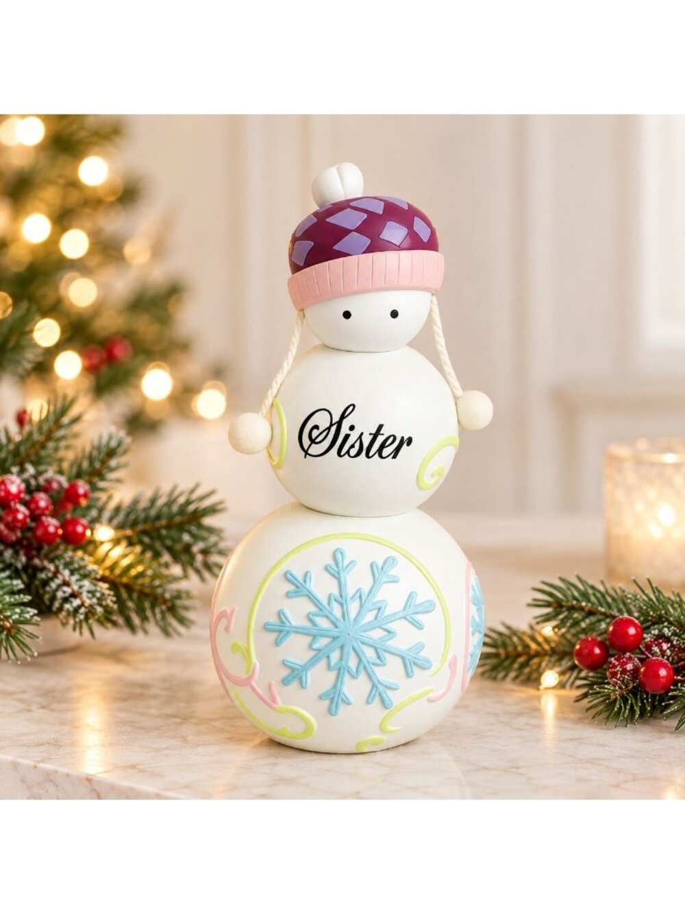 Snowgirl Sister Figurine Christmas Gift Magnetic Winter Snowflake Holiday Keepsa